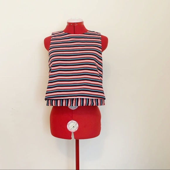 ☘️ Zara Stripe Crop Top Size Large - Picture 7 of 8